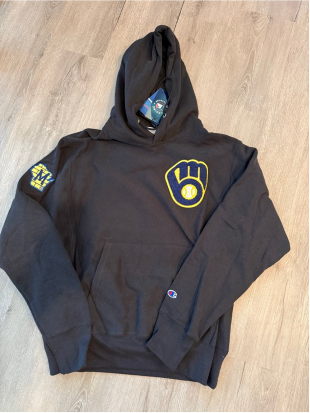 Men's Champion Black Milwaukee Brewers Hoodie M